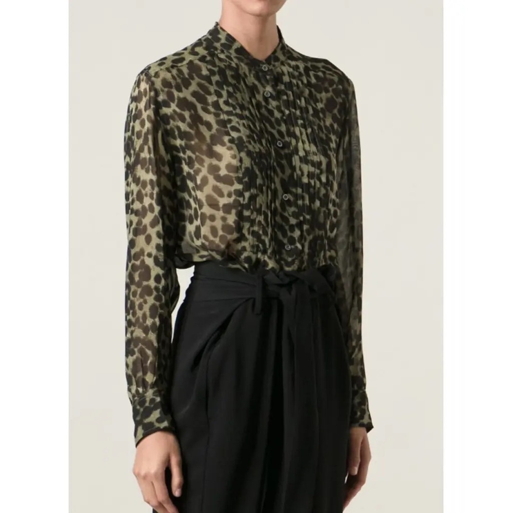 Étoile Isabel Marant Pleated Leopard Print Top size 38